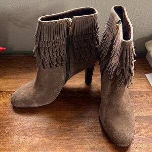 Isola Heel Boots with Fringe. Brown. Size 9. Never worn.
